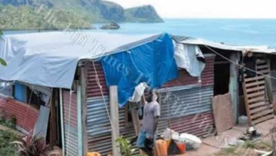 Ten months after the cyclone families are still living in tents and scraps put together to build dwellings.