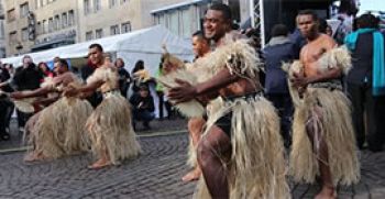 Fijian dancers at the opening of COP23 conference