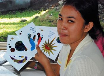 Vangie with Christmas cards